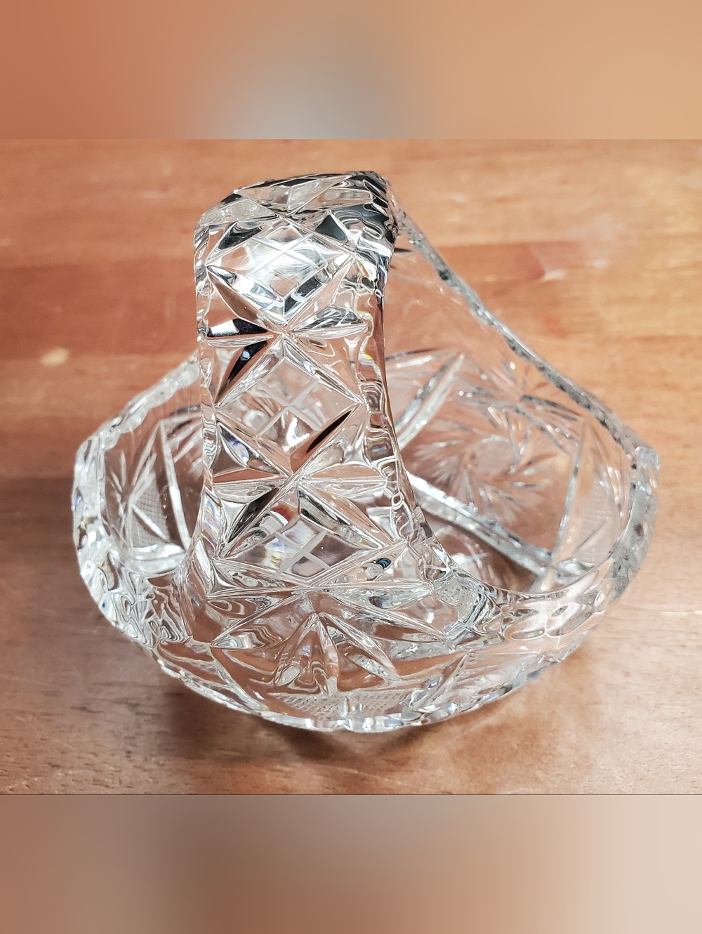 Vintage Hand Cut Bavarian Clear Crystal Basket